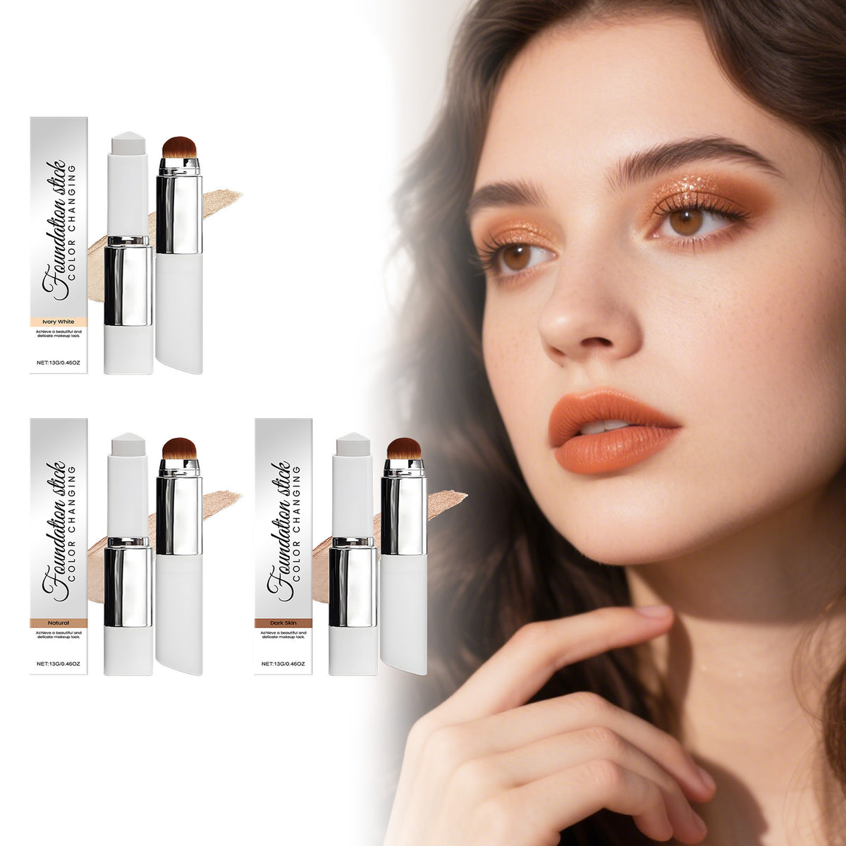 Foundation liquid color-changing stick matte finish