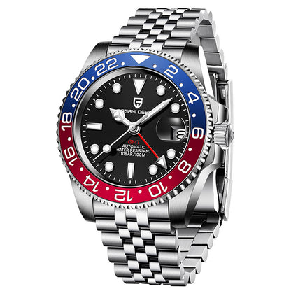 PAGANI DESIGN Mens GMT Mechanical Watch Luminous Calendar