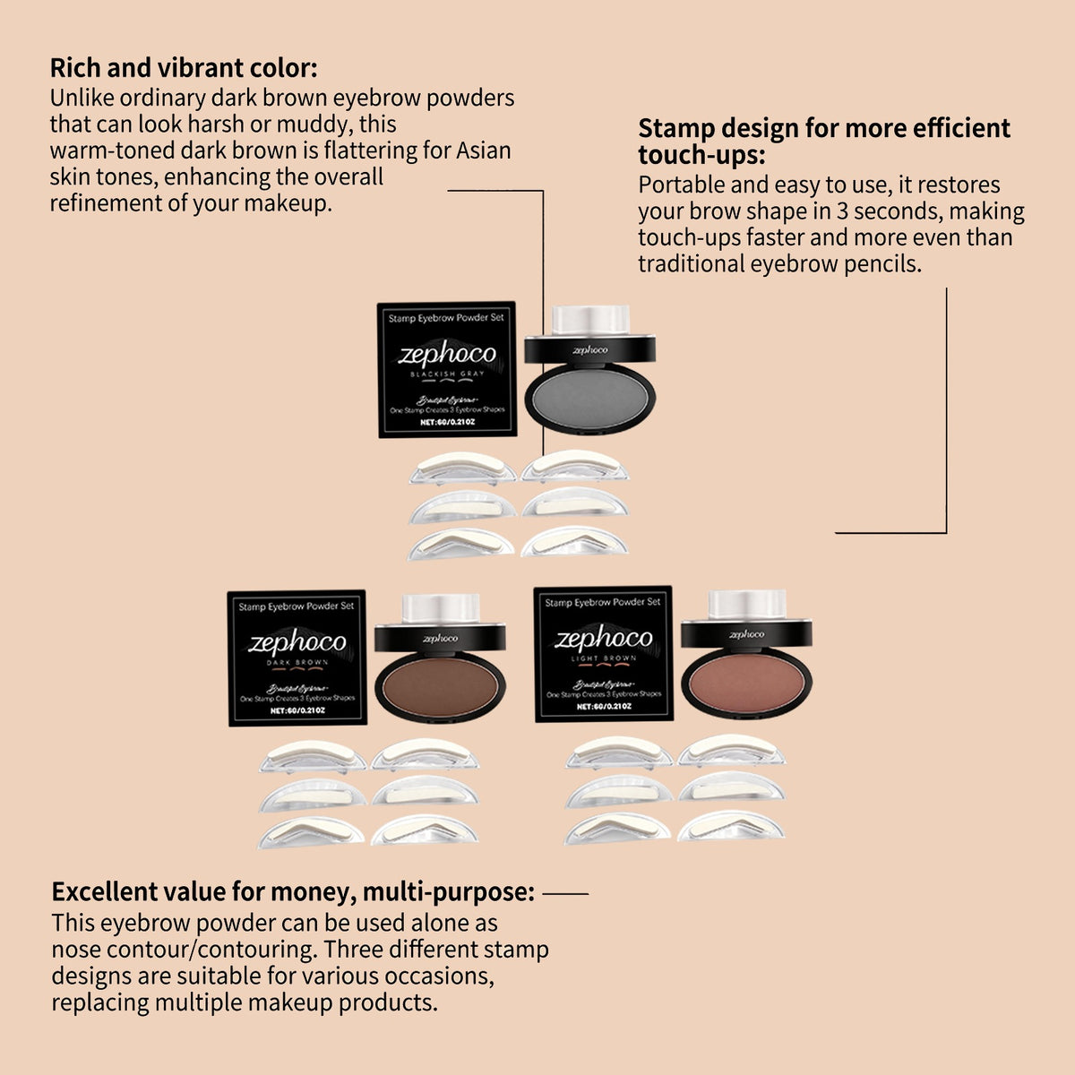 Waterproof Eyebrow Powder Stamp Set