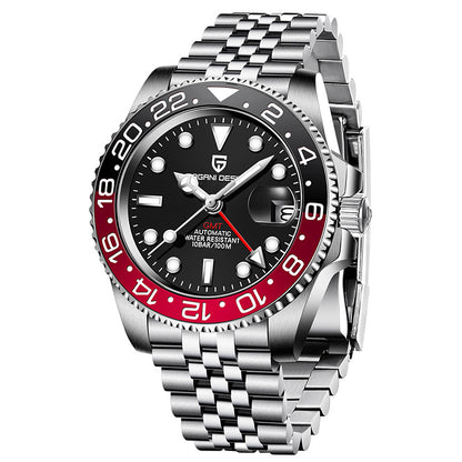 PAGANI DESIGN Mens GMT Mechanical Watch Luminous Calendar