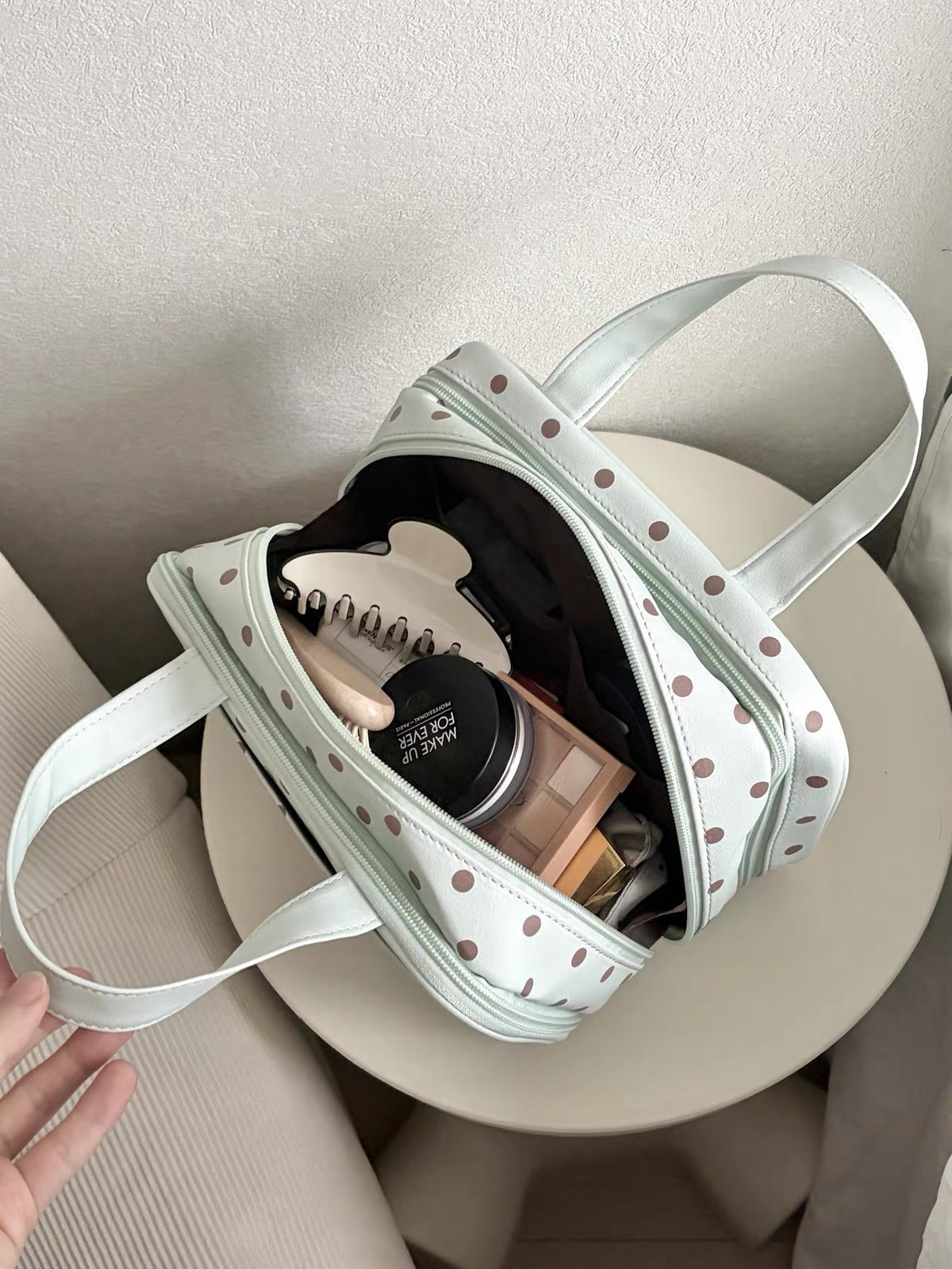 Portable Cosmetic Bag with Three Layers Large Capacity