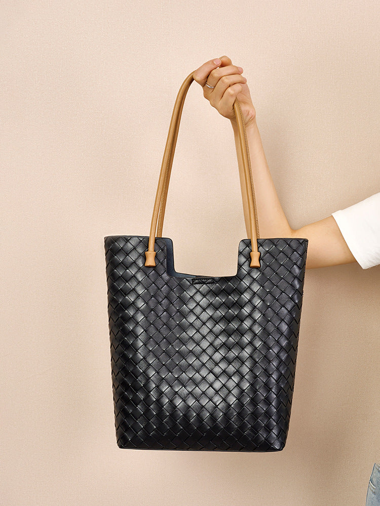 Korean Style Handmade Woven Leather Tote Bag