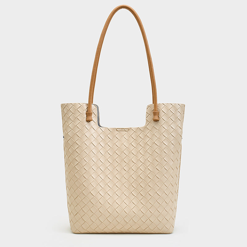 Korean Style Handmade Woven Leather Tote Bag