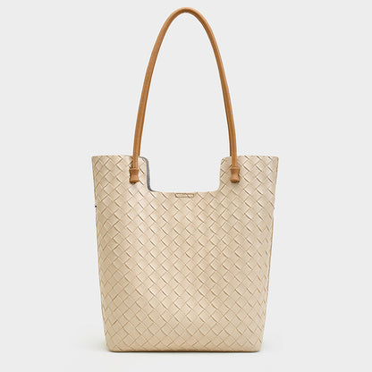 Korean Style Handmade Woven Leather Tote Bag