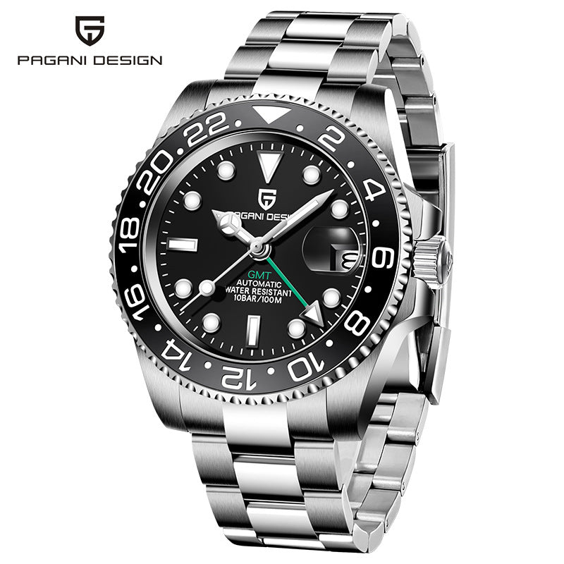 PAGANI DESIGN Mens GMT Mechanical Watch Luminous Calendar