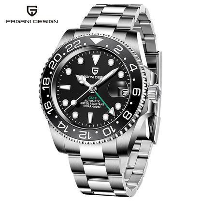 PAGANI DESIGN Mens GMT Mechanical Watch Luminous Calendar