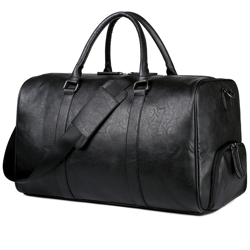 PU Leather Mens Travel Bag with Shoe Compartment