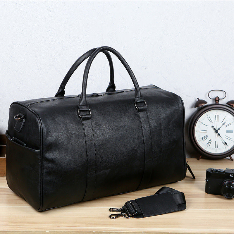 PU Leather Mens Travel Bag with Shoe Compartment
