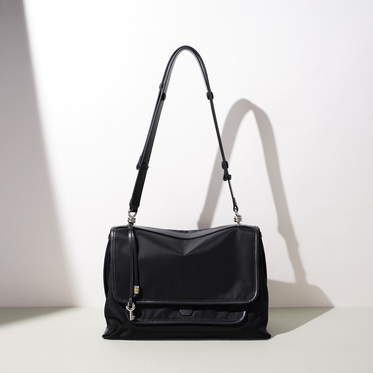 Nylon Messenger Bag with Flip-Top