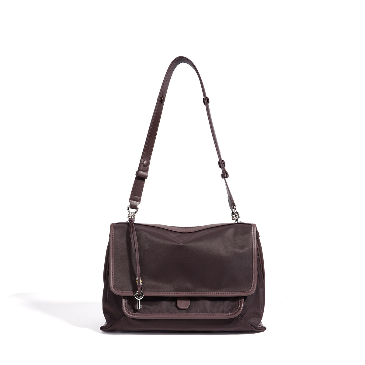 Nylon Messenger Bag with Flip-Top