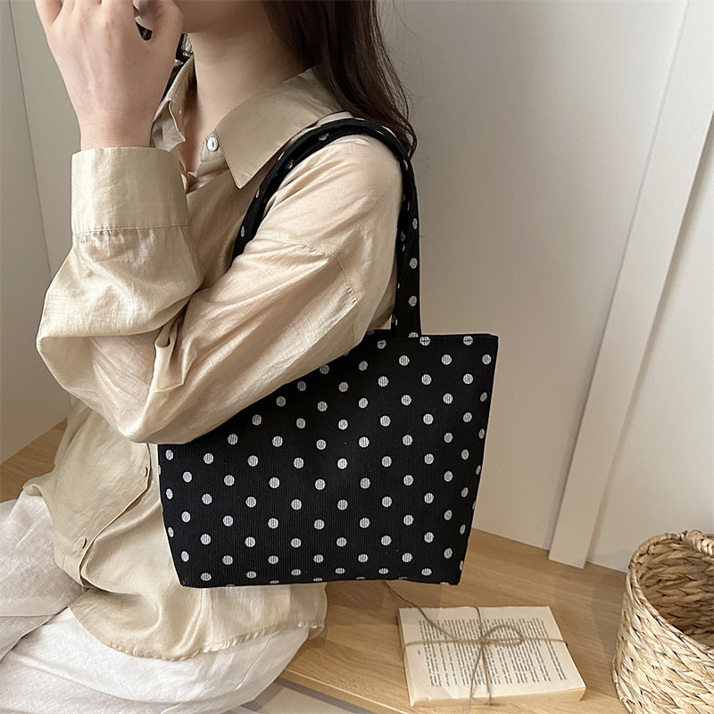 Polka Dot PU Tote Bag with Adjustable Strap