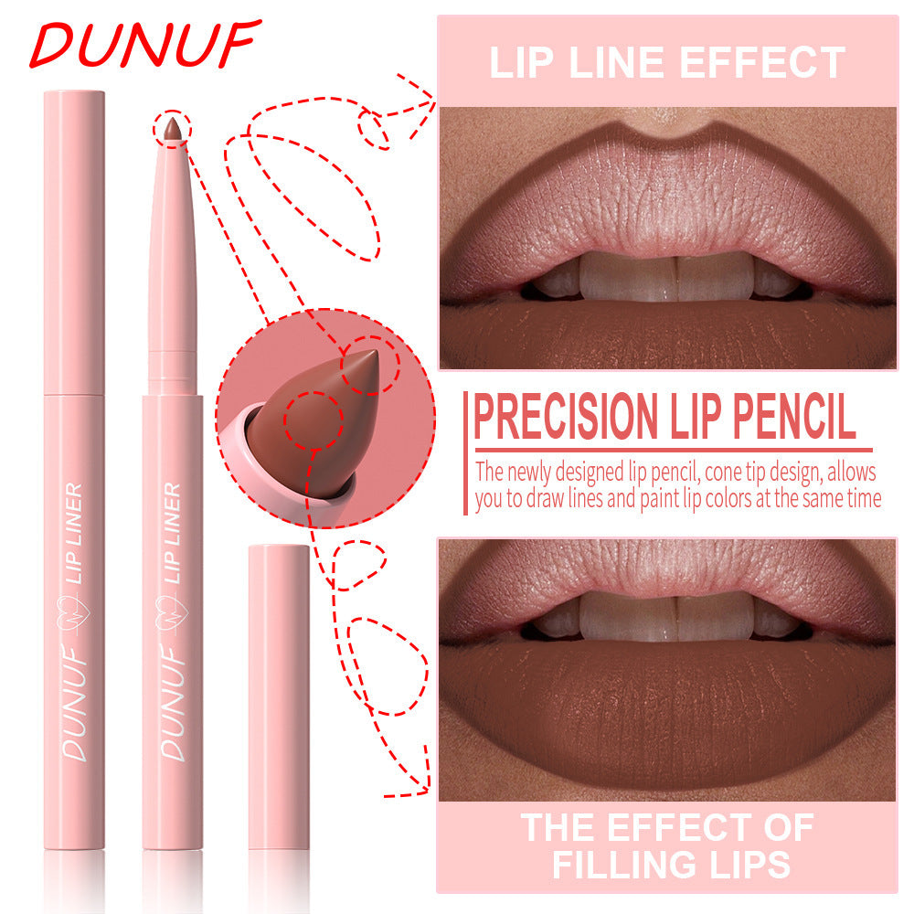 Outline lip shape with lipstick