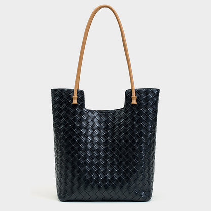 Korean Style Handmade Woven Leather Tote Bag