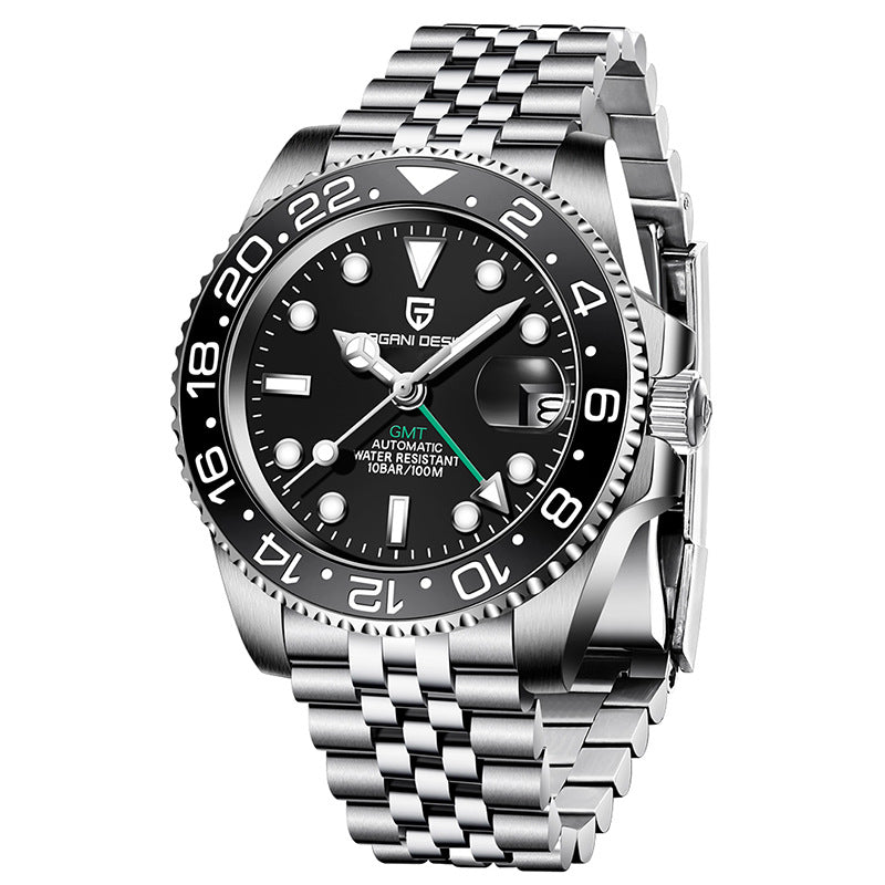 PAGANI DESIGN Mens GMT Mechanical Watch Luminous Calendar