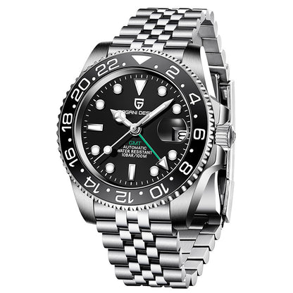 PAGANI DESIGN Mens GMT Mechanical Watch Luminous Calendar