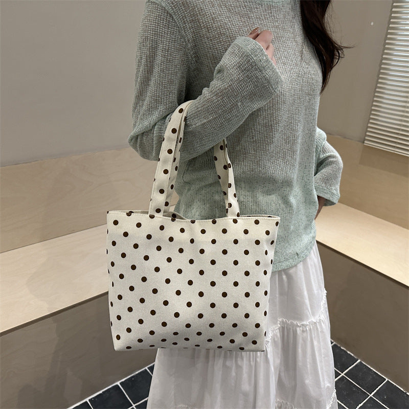 Polka Dot PU Tote Bag with Adjustable Strap