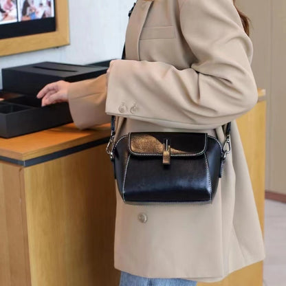 Genuine Leather Vintage Shell Crossbody Bag