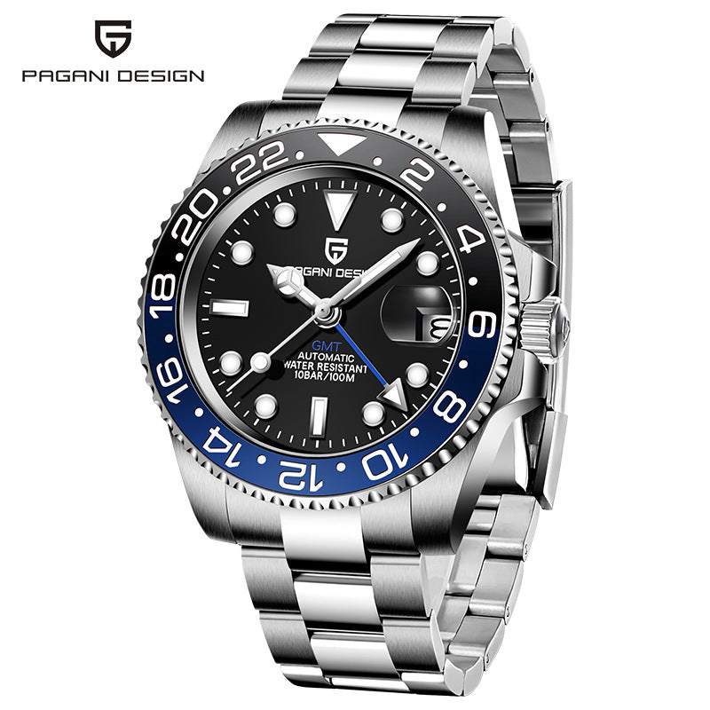 PAGANI DESIGN Mens GMT Mechanical Watch Luminous Calendar