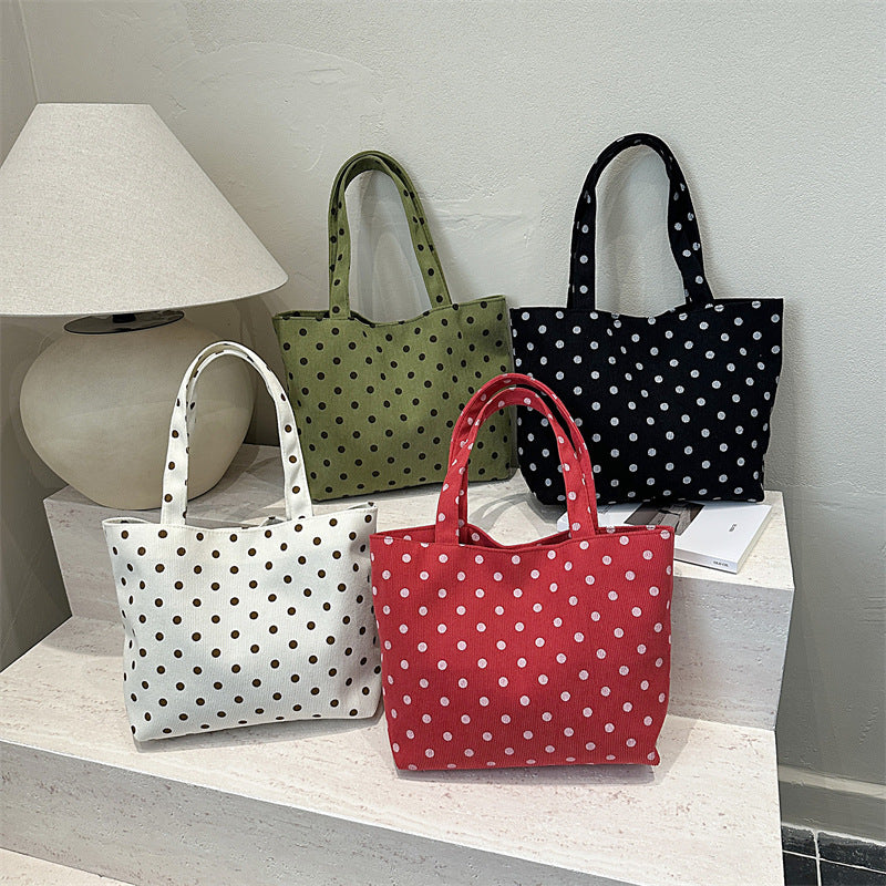 Polka Dot PU Tote Bag with Adjustable Strap