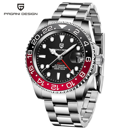 PAGANI DESIGN Mens GMT Mechanical Watch Luminous Calendar