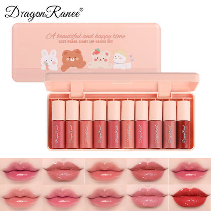 Cartoon Lip Gloss 10-Piece Moisturizing Set