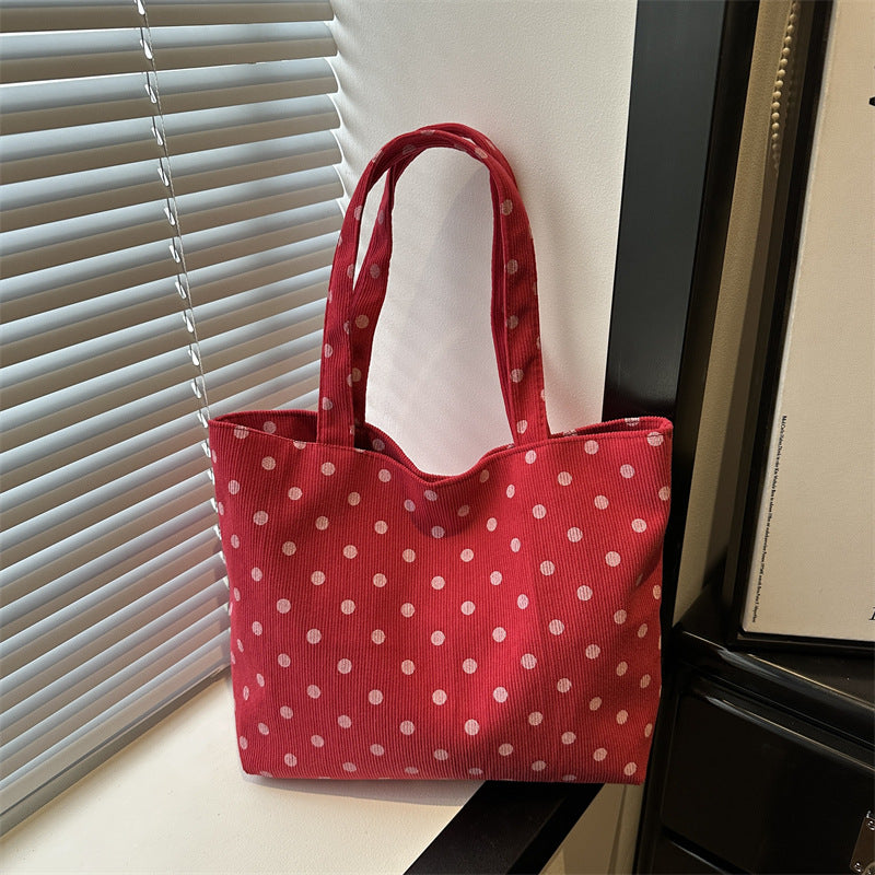 Polka Dot PU Tote Bag with Adjustable Strap