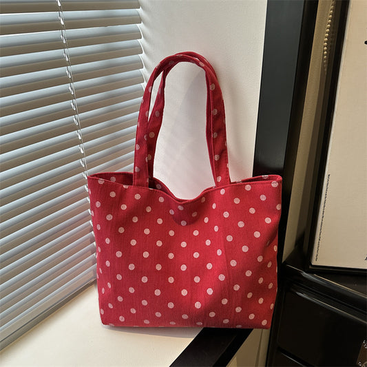 Polka Dot PU Tote Bag with Adjustable Strap