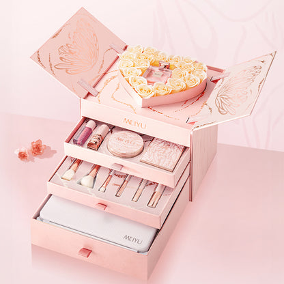 Silk Satin Makeup Gift Box with Lipstick