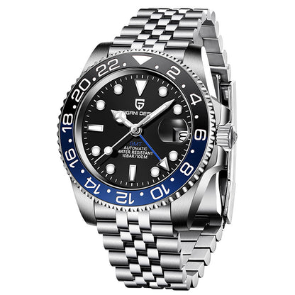 PAGANI DESIGN Mens GMT Mechanical Watch Luminous Calendar