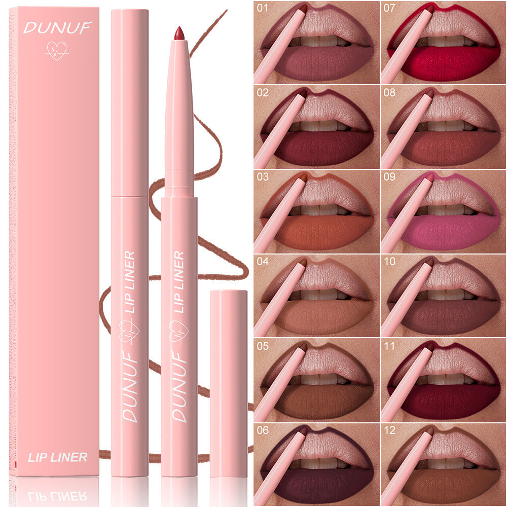 Outline lip shape with lipstick