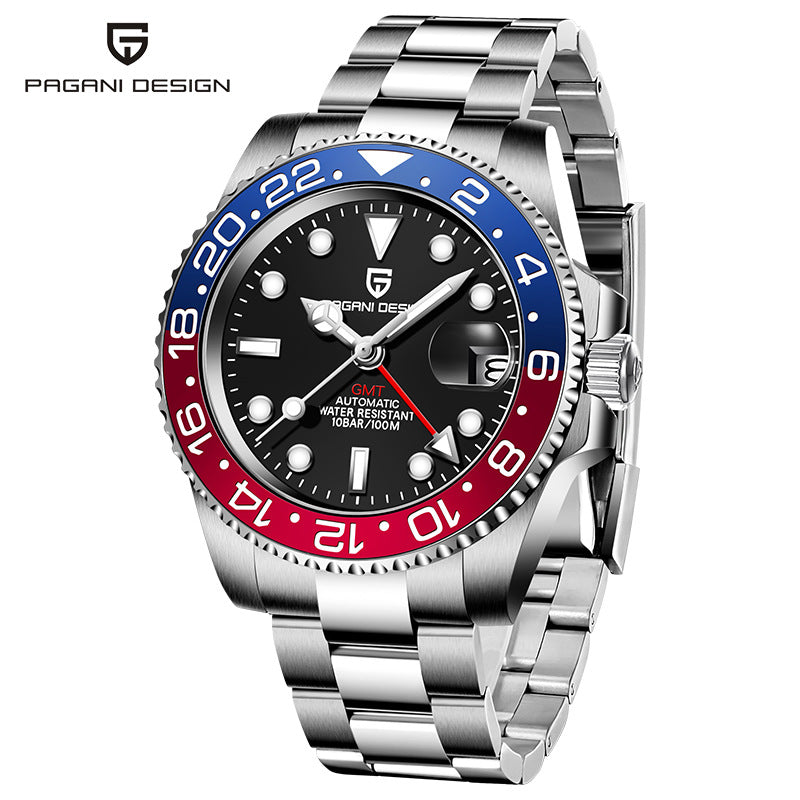 PAGANI DESIGN Mens GMT Mechanical Watch Luminous Calendar