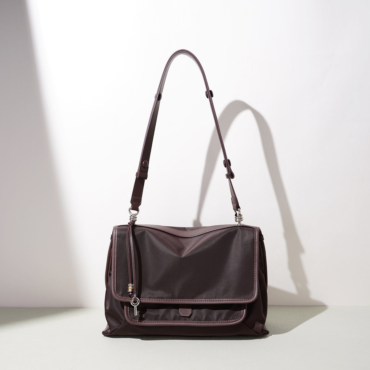 Nylon Messenger Bag with Flip-Top