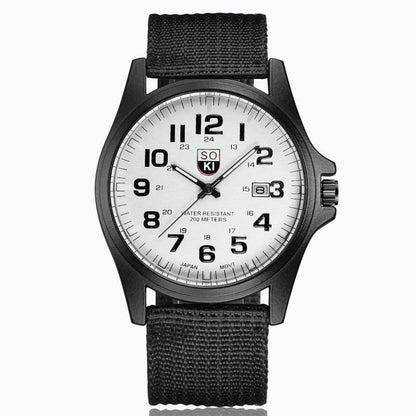 Military Style Quartz Watch with Nylon Strap