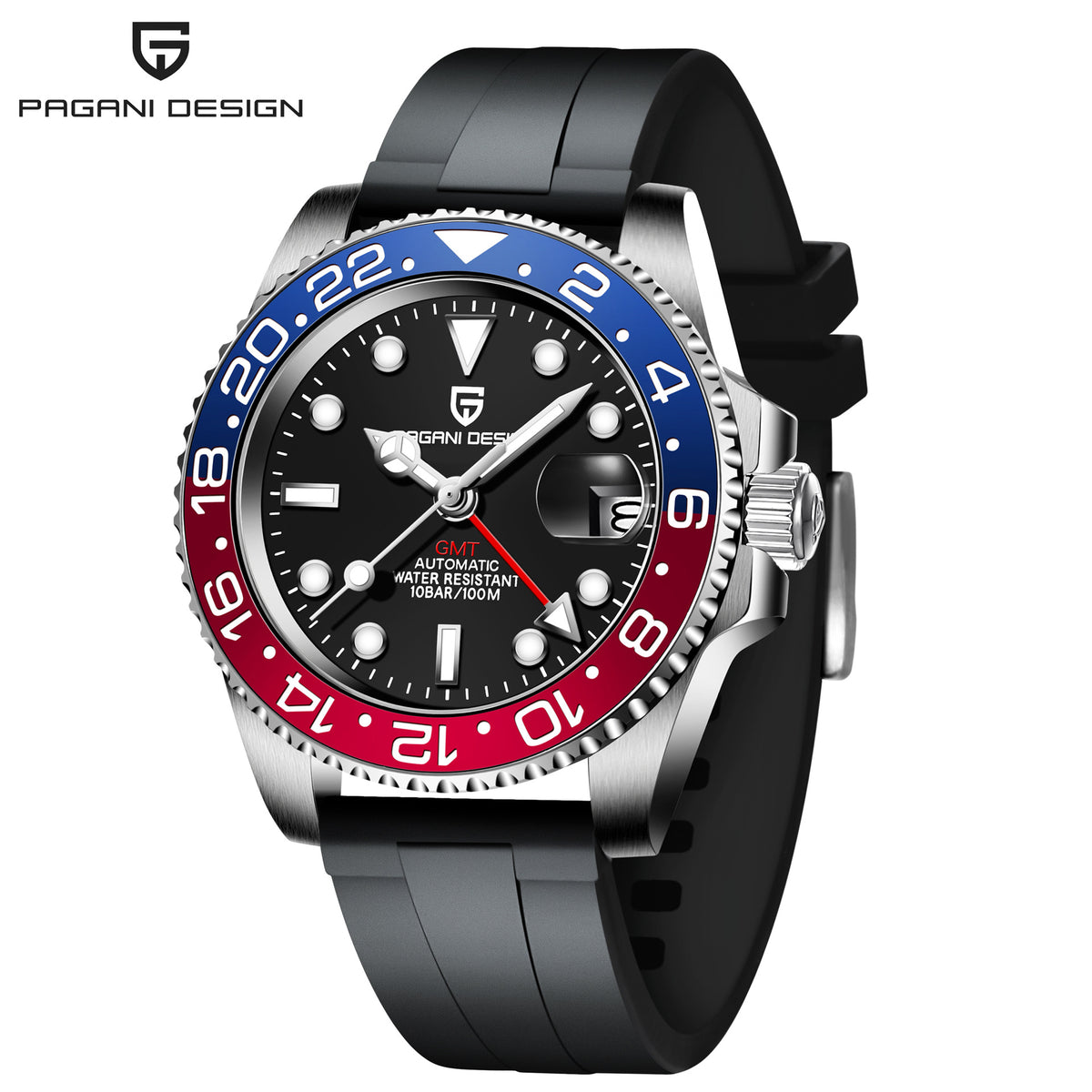PAGANI DESIGN Mens GMT Mechanical Watch Luminous Calendar