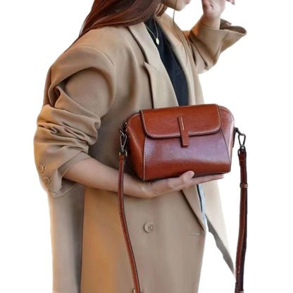 Genuine Leather Vintage Shell Crossbody Bag